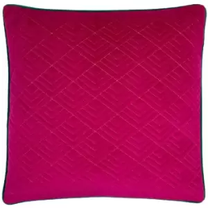 Image of Deco Velvet Cushion Fuchsia/Jade