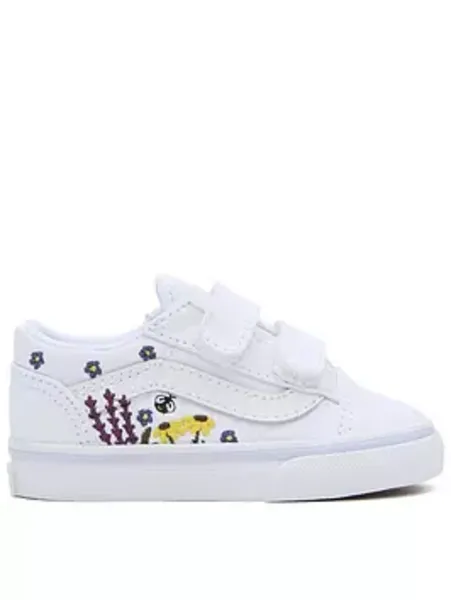 Image of Vans white multi old skool floral embroidery Girls Toddler trainers White Multi UK 4 (EU 20)