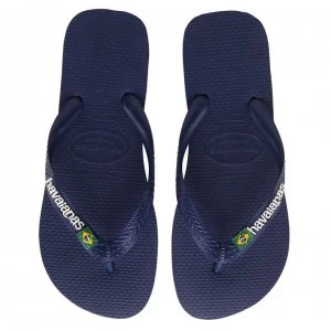 Image of Havaianas Havaianas Brazil Logo Flip Flops - Navy Blue 0555