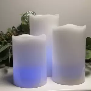 Image of Set 3 LED Colour Changing Candles Remote Control with Timer & Function Battery Operated - Snowtime