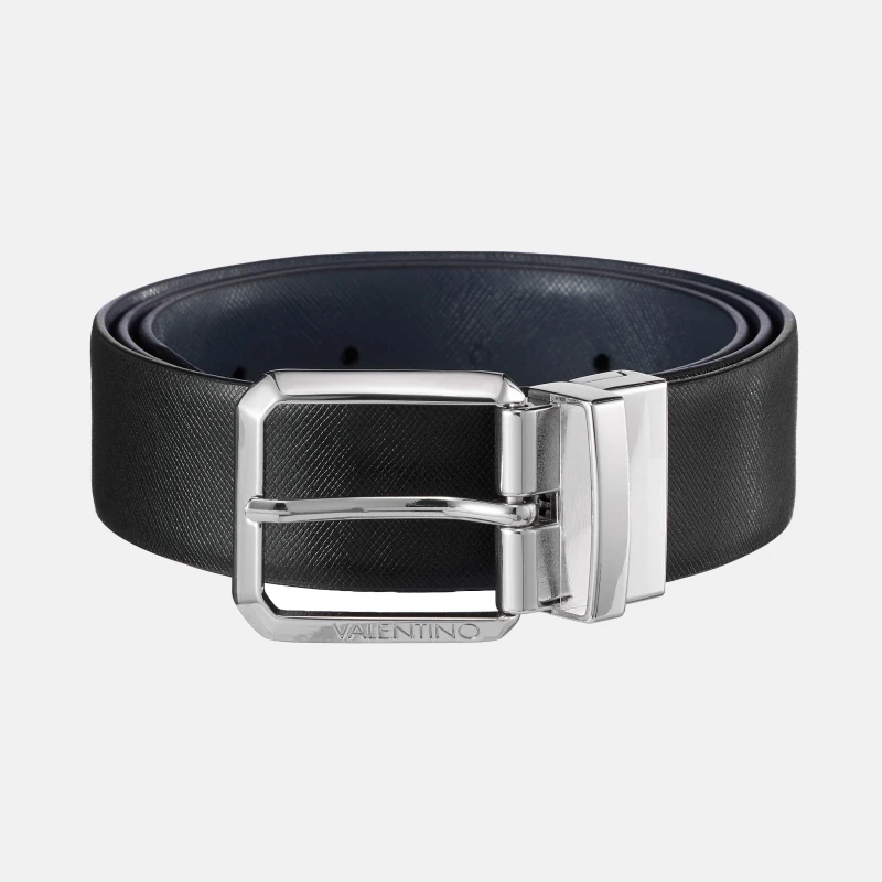 Image of Valentino Mens Marnier Leather Belt Black/Blu male S (30-32W)
