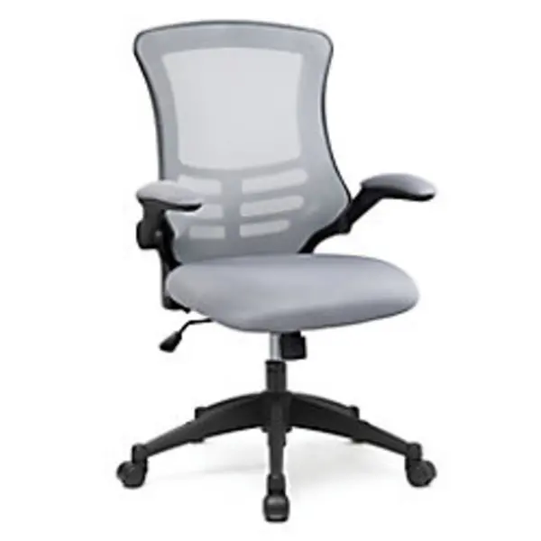 Image of Luna Nautilus Designs Luna Designer High Back Mesh Grey Task Operator Office Chair With Folding Arms and Black Shell - BCM/L1302/GY BCM/L1302/GY