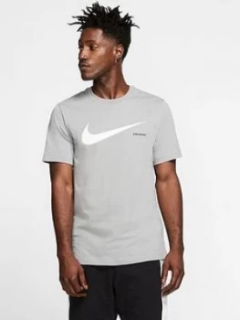 Image of Nike Swoosh Hbr Short Sleeve T-Shirt - Grey/White