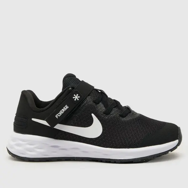 Image of Nike Black & white revolution 6 flyease Junior trainers Black & White UK 10 (EU 27½)