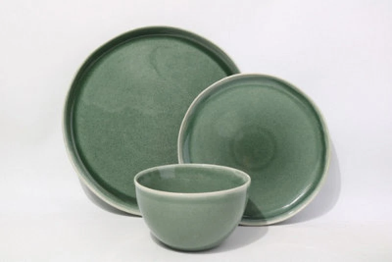 Image of Waterside Waterside Green Reactive 12PC Dinner Set Green - Waterside Green HR89101