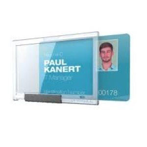 Image of Durable Mono Pushbox Security Pass Holder Transparent Pack of 10