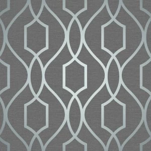 Image of Fine Decor Fine Decor Trellis Wallpaper / Slate