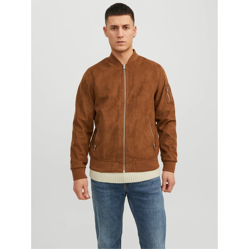 Image of Jack and Jones Faux Suede Bomber - Brown Brown XS