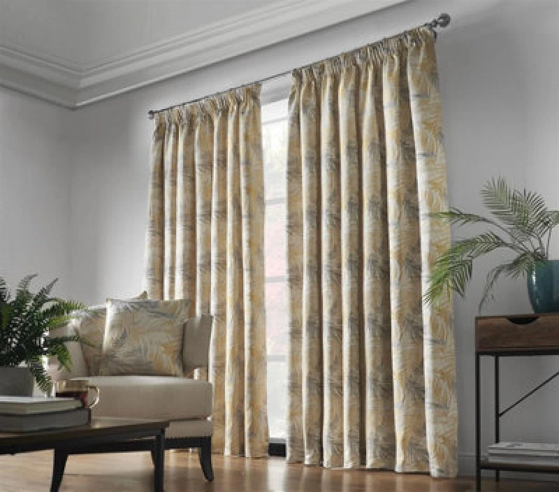 Image of Luxury Living Fiji 90" x 90" Ochre Taped Top Curtains FIJTOCH9090