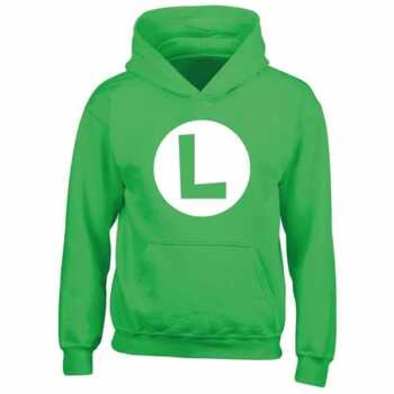Image of Super Mario Luigi Badge Hoodie Green unisex