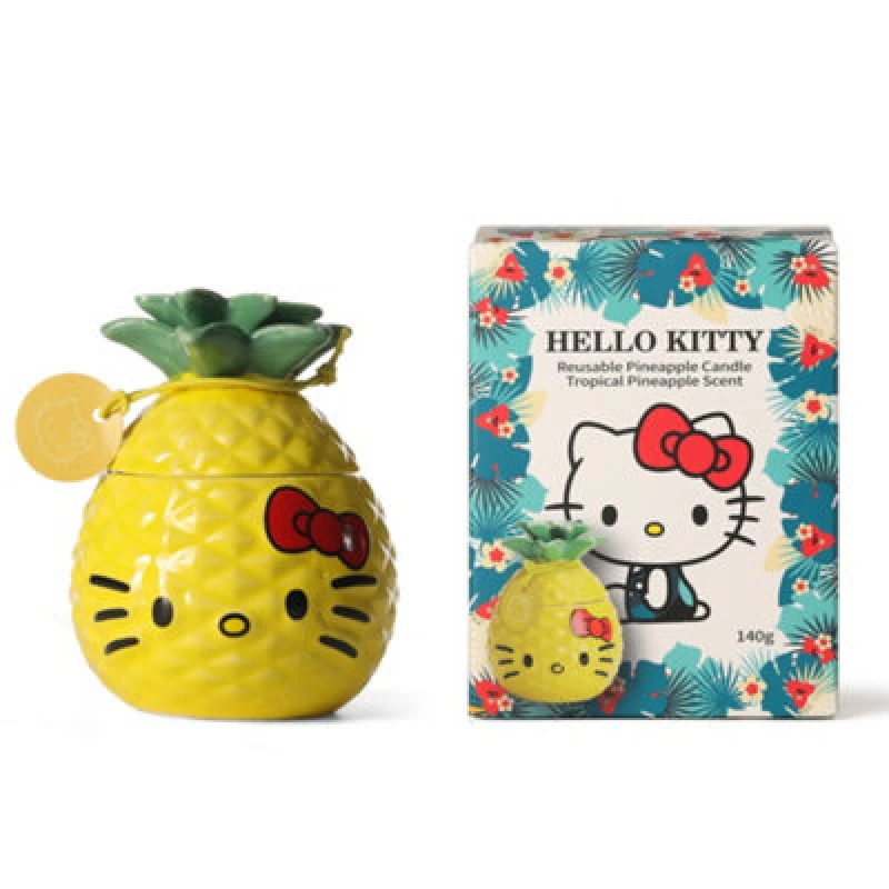 Image of Hello Kitty Seasons Summer Themed Candle, Reusable Jar Candle With Tropical Pinapple Scent