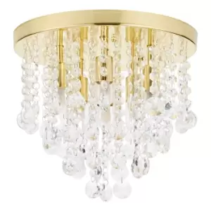 Image of Spa Celeste 6 Light Flush Ceiling Light Crystal Glass and Satin Brass