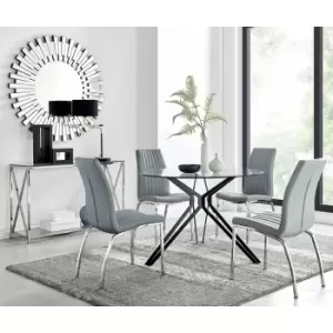 Image of Cascina Dining Table and 4 Grey Isco Chairs - Elephant Grey