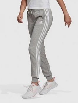 Image of Adidas 3 Stripe Cuffed Sweat Pants - Medium Grey Heather