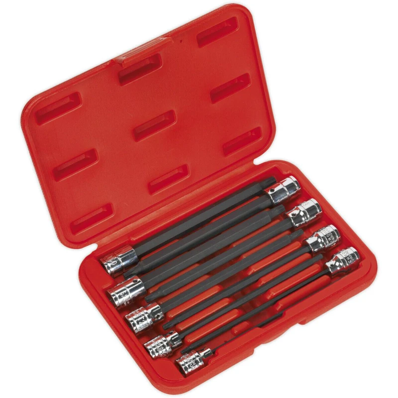 Image of Loops 9pc TRX Star Socket Bit Set 3/8" Square Drive - T10 to T50 - 150mm Long Shaft Multi