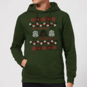 Image of Star Wars Empire Knit Christmas Hoodie - Forest Green - XXL