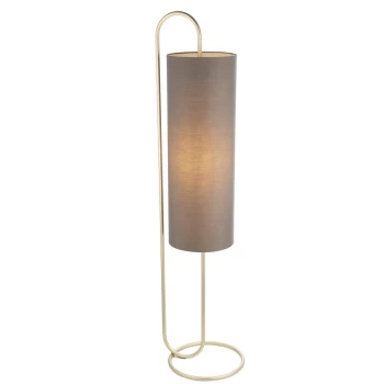 Image of Arenzano Floor Lamp Antique Brass Paint & Grey Fabric