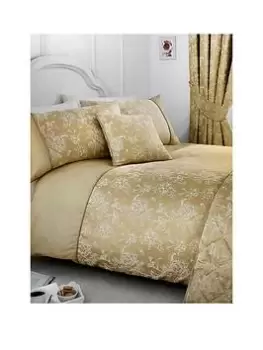 Image of Dreams & Drapes Woven Jasmine Jacquard Duvet Cover Set In Champagne