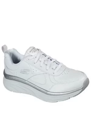 Image of Skechers D' Lux Walker Timeless Path Trainer, White, Size 4, Women