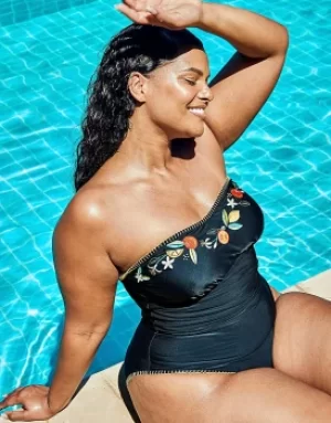 Image of Seville Curve Embroidered Swimsuit