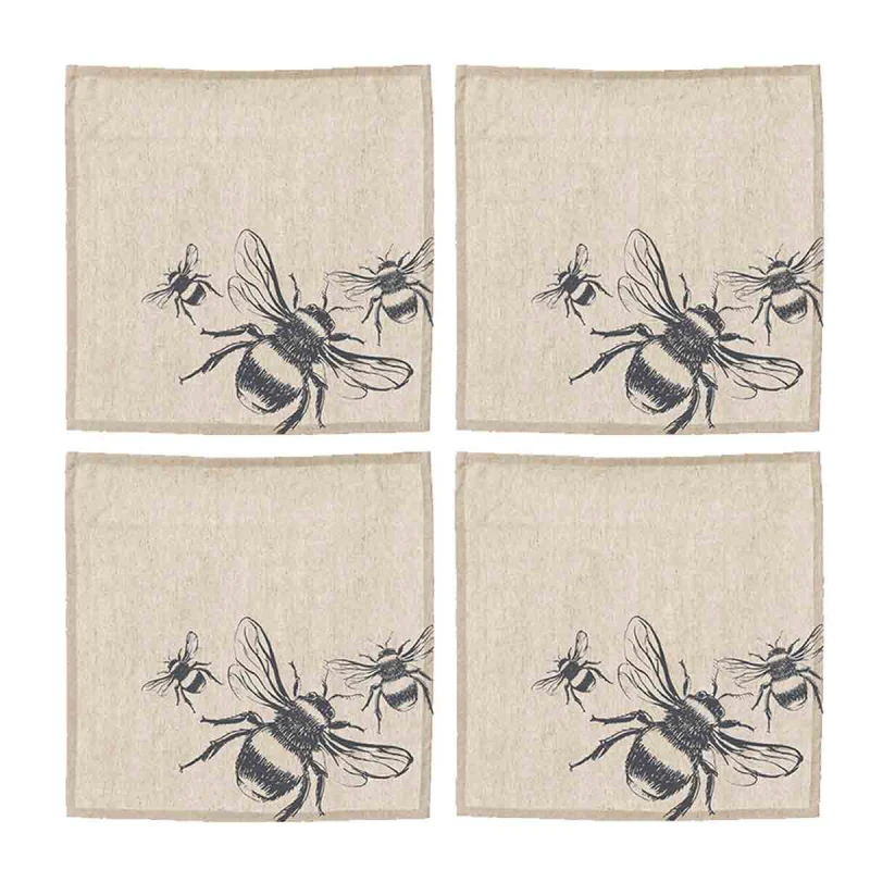 Image of Selbrae House 4 Linen Napkins - Bee Off White unisex