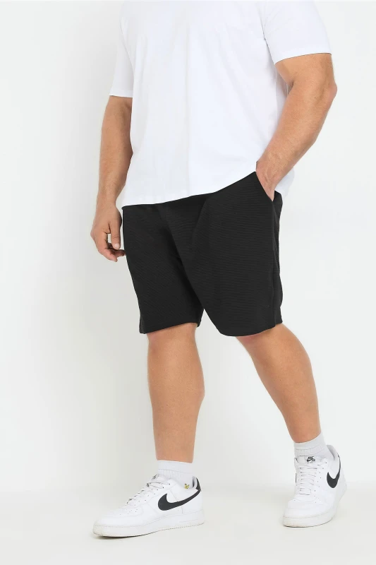 Image of BadRhino Mens Ribbed Jogger Shorts in Black Size: 4XL Black Male 4XL