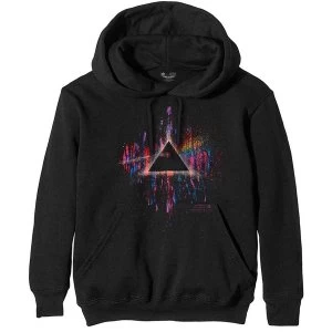 Image of Pink Floyd - Dark Side of the Moon Pink Splatter Mens Medium Pullover Hoodie - Black
