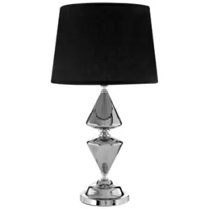 Image of Premier Housewares Honor Glass & Metal Silver Table Lamp (52cm) with Black Shade