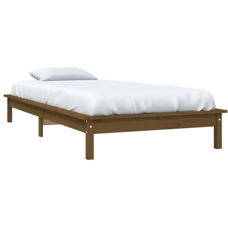 Image of Vidaxl Bed Frame Honey Brown 90X190 Cm Single Solid Wood Pine, Brown 820574