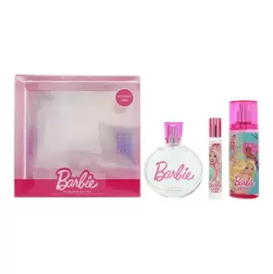 Image of Disney Barbie 3 Piece Gift Set: Eau de Parfum 50ml - Roll-on Perfume 10ml - Body Spray 100ml
