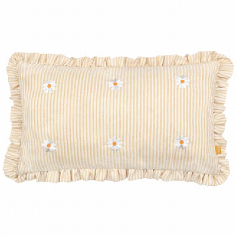 Image of furn. Furn. Les Fleurs Embroidered Ruffle Filled Cushion Daises 30 X 50Cm, White 5025532852977.00