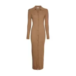 Image of CALVIN KLEIN Wool Tencel Rib Dress - Brown