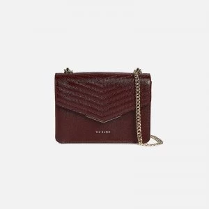 Image of Ted Baker Womens Shakib Patent Quilted Envelope Mini Cross Body Bag - Deep Purple