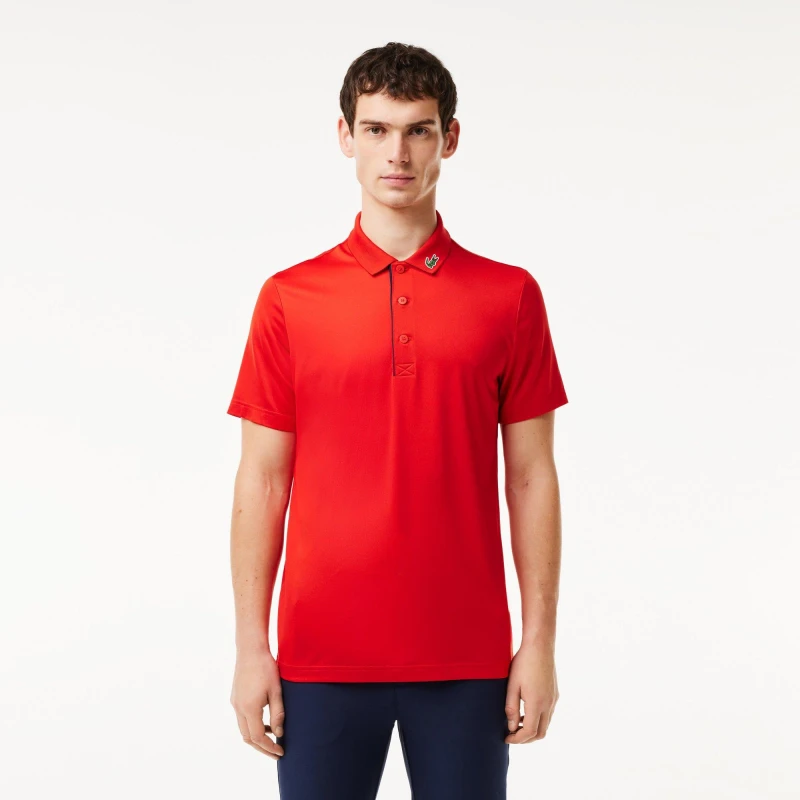 Image of Lacoste Crocodile Polo Shirt Mens Redcurrant/Navy male XS