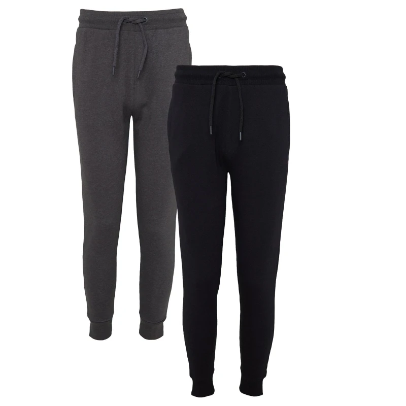 Image of Threadbare 2 Pack 'Tangor' Regular Fit Joggers Black