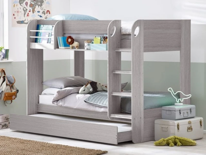 Image of Julian Bowen Mars 3ft Single Grey Oak Wooden Bunk and Underbed Frame