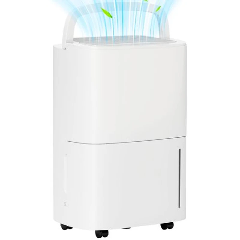 Image of HOMCOM 20L/Day Dehumidifier With Continuous Drainage, 5L Water Tank, Timer, White 821-038V70WT