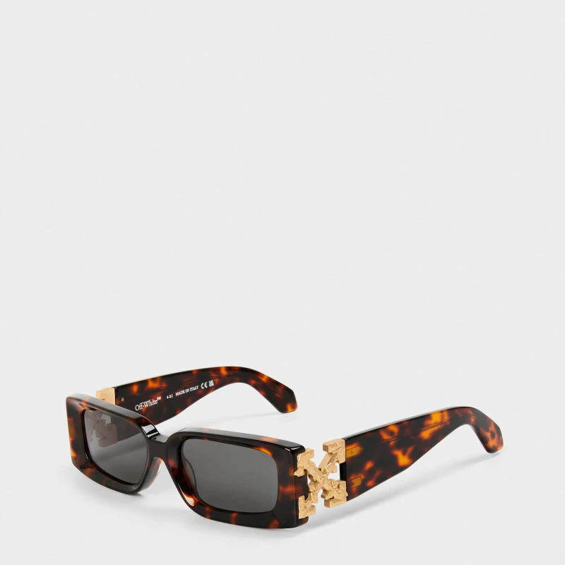 Image of Off White Womens Roma Acetate Full Rim Rectangle Sunglasses Havana/Grey female One Size