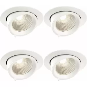 Image of 4 pack Fully Adjustable Ceiling Downlight - 30W Cool White LED - Matt White