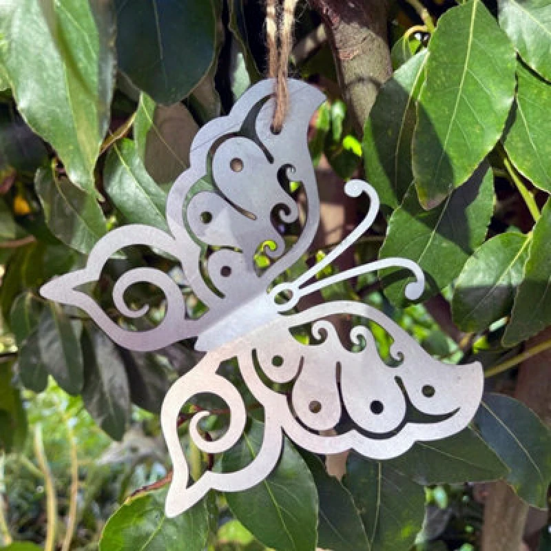 Image of Poppy Forge Hanging 3D Folded Wings Butterfly Garden Art - W15 X H13cm - Black