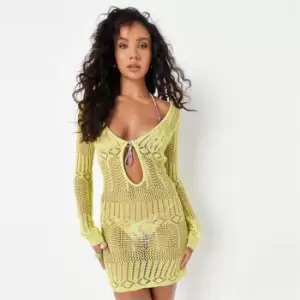 Image of Missguided Crochet Mini Dress - Green