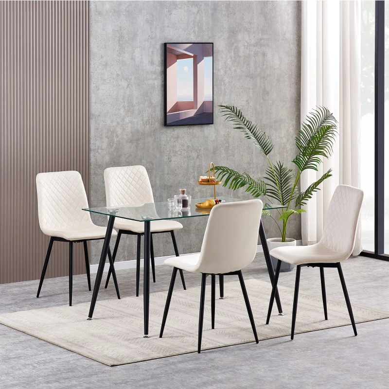 Image of MCC Direct Set of 4 Velvet Fabric Upholstered Dining Chairs Lexi in Beige Beige Unisex