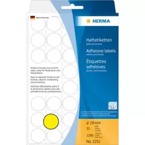 Image of HERMA Multi-purpose labels/colour dots Ø 19mm round yellow paper...