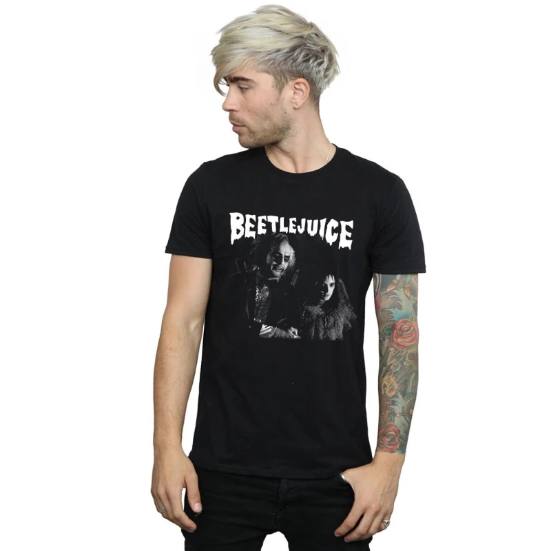 Image of Beetlejuice Beetlejuice Men Monochrome Pair T-Shirt in Black Size: 3X-Large Black XXXL Male 5059568121844