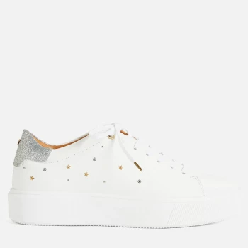 Image of Ted Baker Womens Starriy Leather Flatform Trainers - White - UK 4