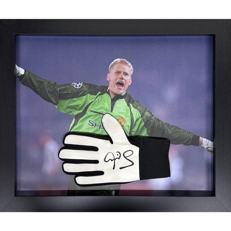 Image of AllStarSignings Ltd Peter Schmeichel signed & framed Goalkeeper glove Red unisex One Size