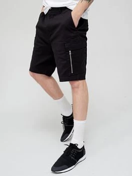 Image of HUGO Johny Cargo Shorts - Black, Size 30, Men