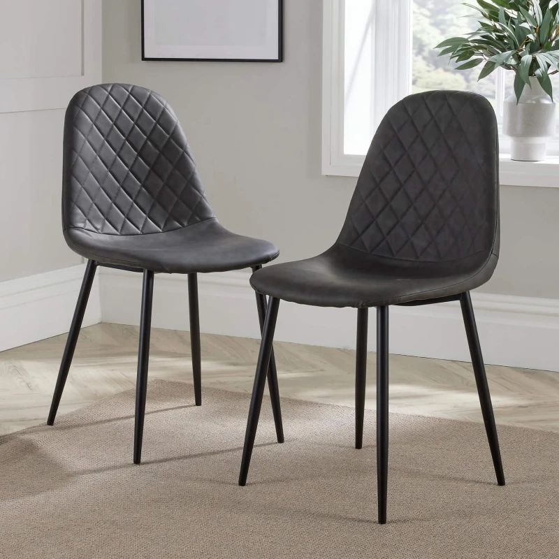 Image of Home Source Anastasia Pair Dining Chairs Grey