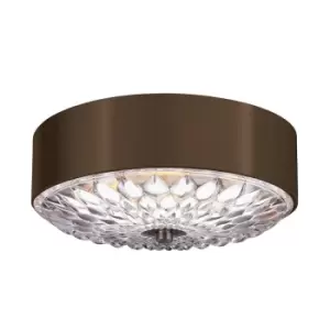 Image of 3 Bulb Flush Light Low Ceiling Dark Aged Brass Finish LED E27 60W Bulb