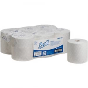 Image of Scott Hand Towels 6691 1 Ply Rolled White 6 Rolls of 1400 Sheets